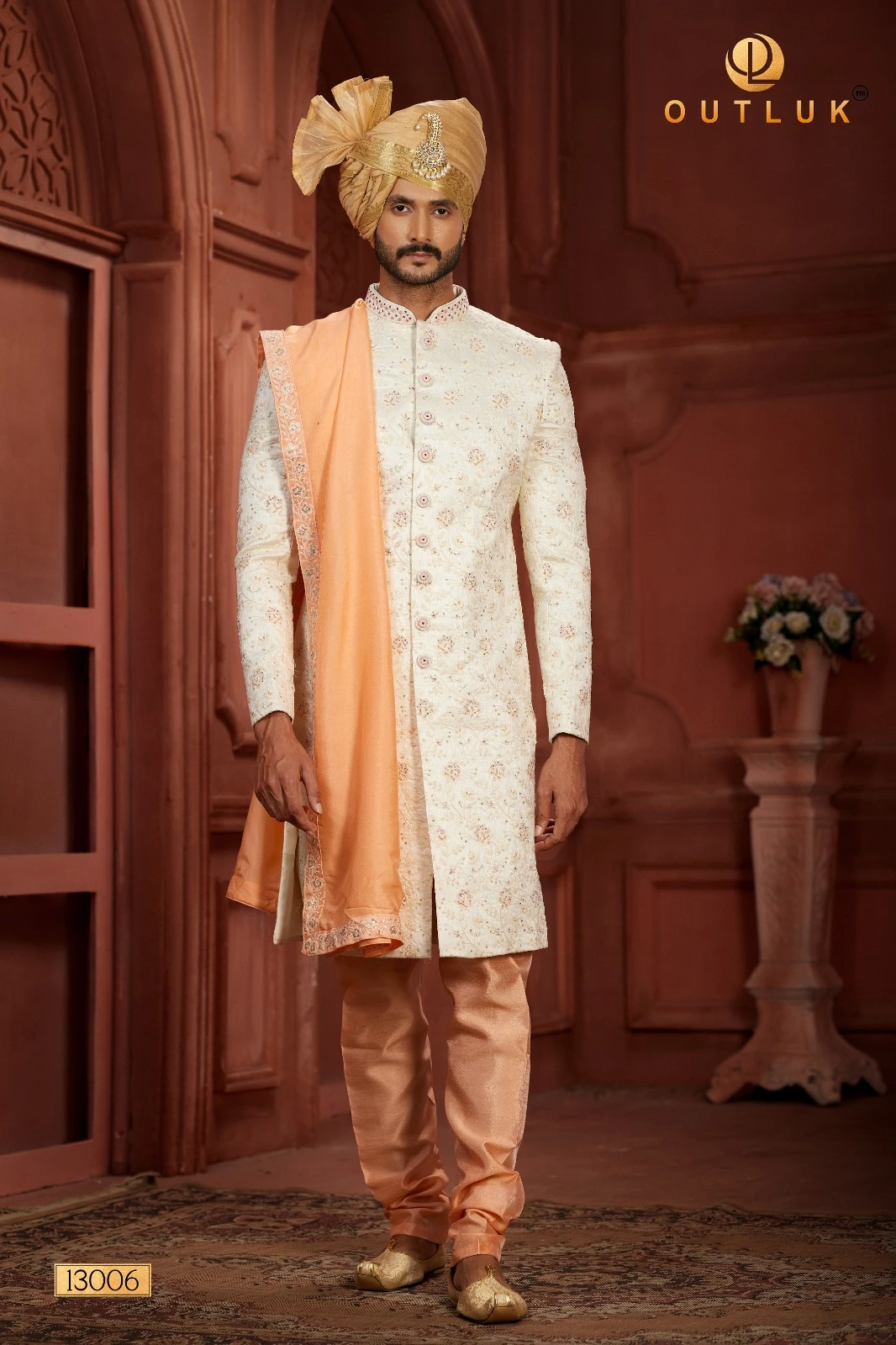 Outluk Wedding Sherwani Vol 13 Pure Silk Wholesale Handwork Sherwani Collection Catalog — Singles, MPA wholesale from Surat - Gallery Image 8